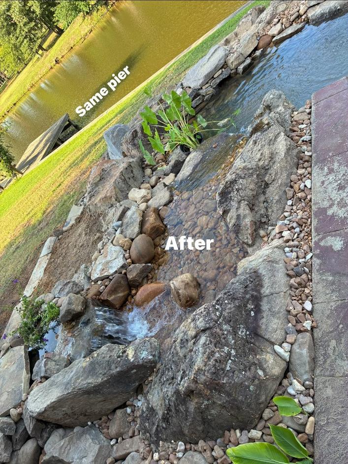 Madison County waterfall and pond contractor creating custom boulder water features with natural landscape design